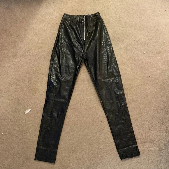 Shein faux crock pants size small black  zipper - Picture 1 of 5